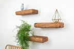 Chunky Rustic Aged Solid Oak Floating Shelves (14cm x 9cm x 40cm Set of 3)