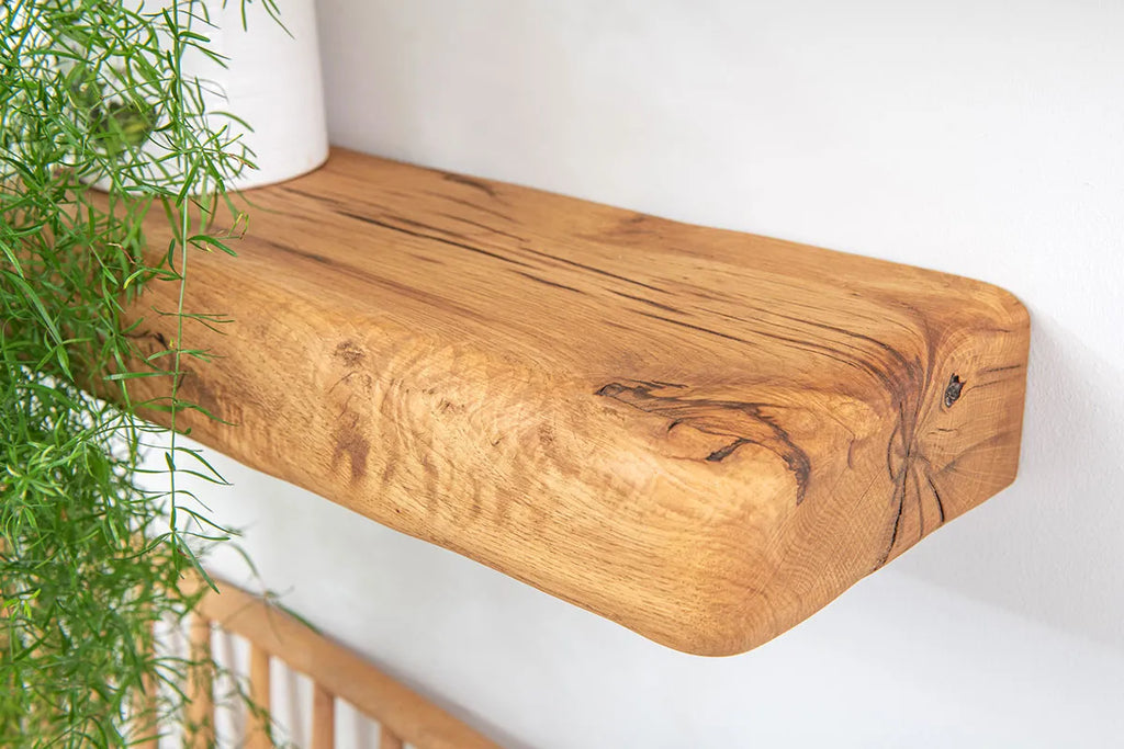 Chunky Rustic Aged Solid Oak Floating Shelves (14cm x 9cm x 40cm Set of 3)