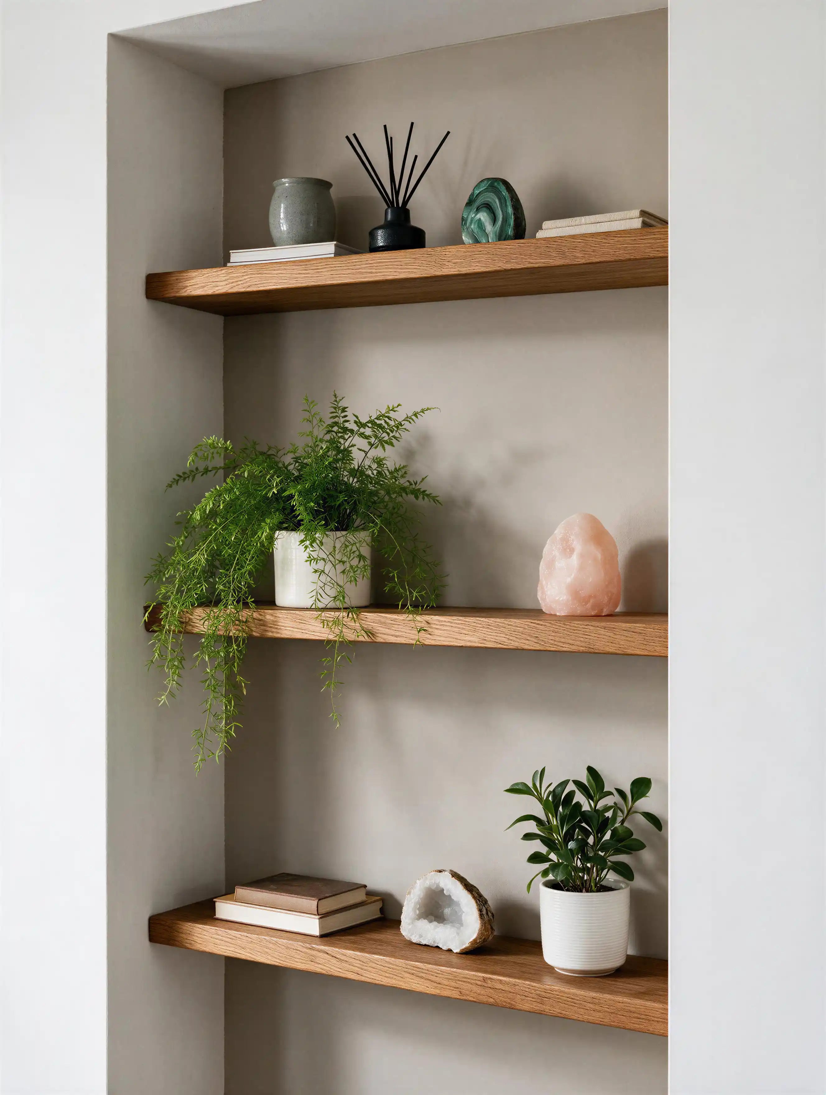 Contempoary Style Dark Oak Alcove Shelves