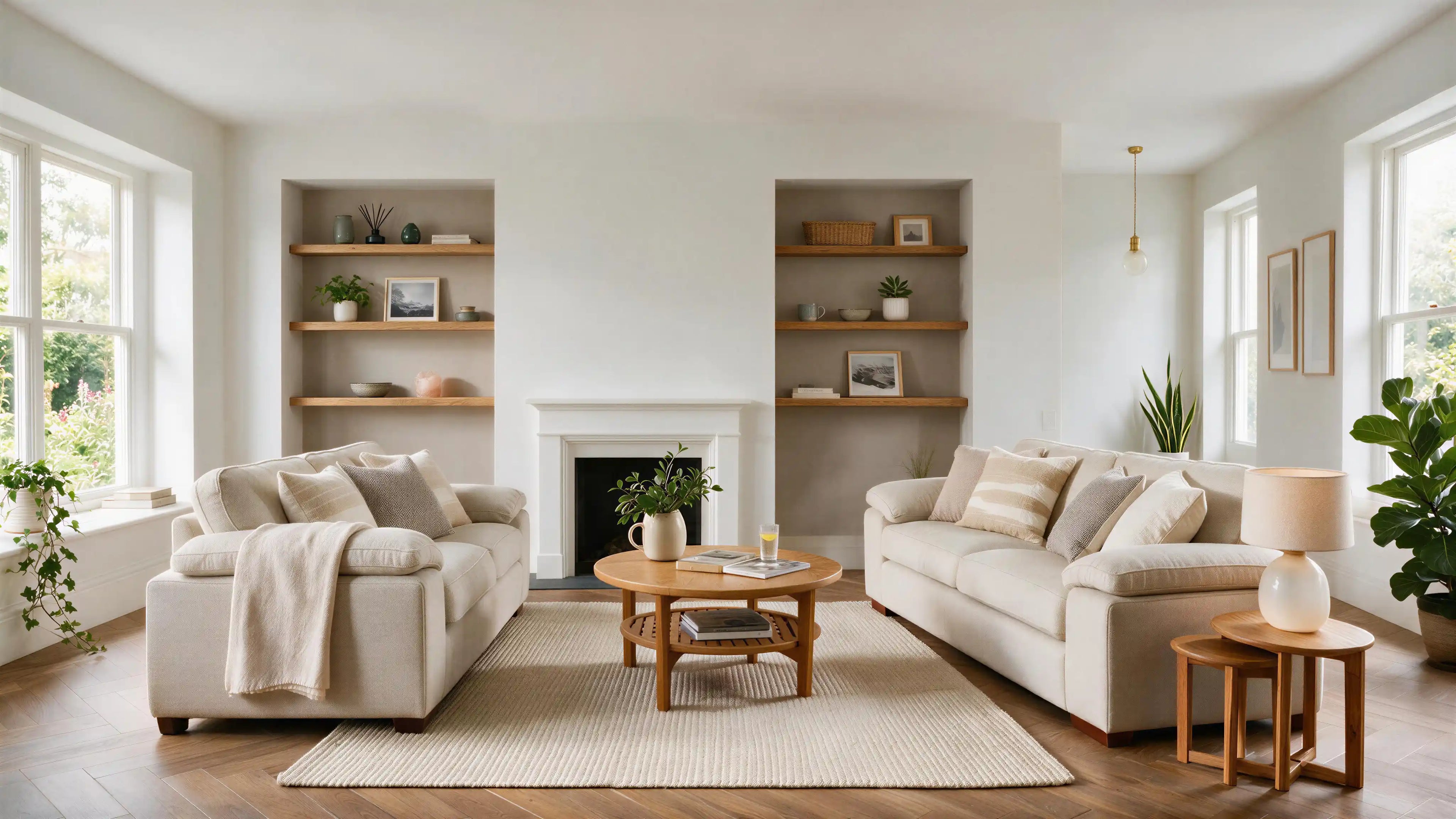 Contempoary Style Dark Oak Alcove Shelves