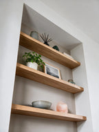 Contemporary Style Natural Oak Alcove Shelves