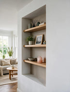 Contemporary Style Natural Oak Alcove Shelves