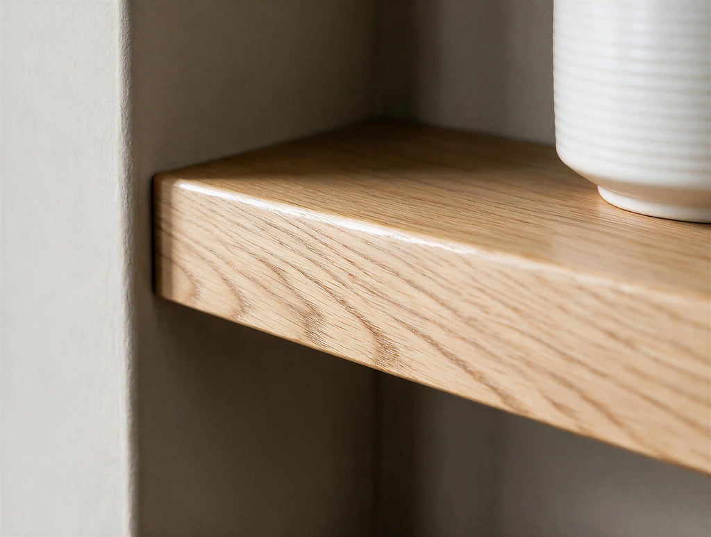 Contemporary Style Natural Oak Alcove Shelves