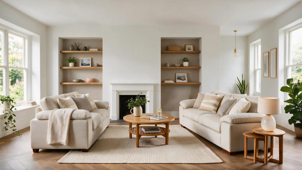 Contemporary Style Natural Oak Alcove Shelves