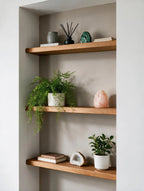 Contemporary Style Warm Oak Alcove Shelves