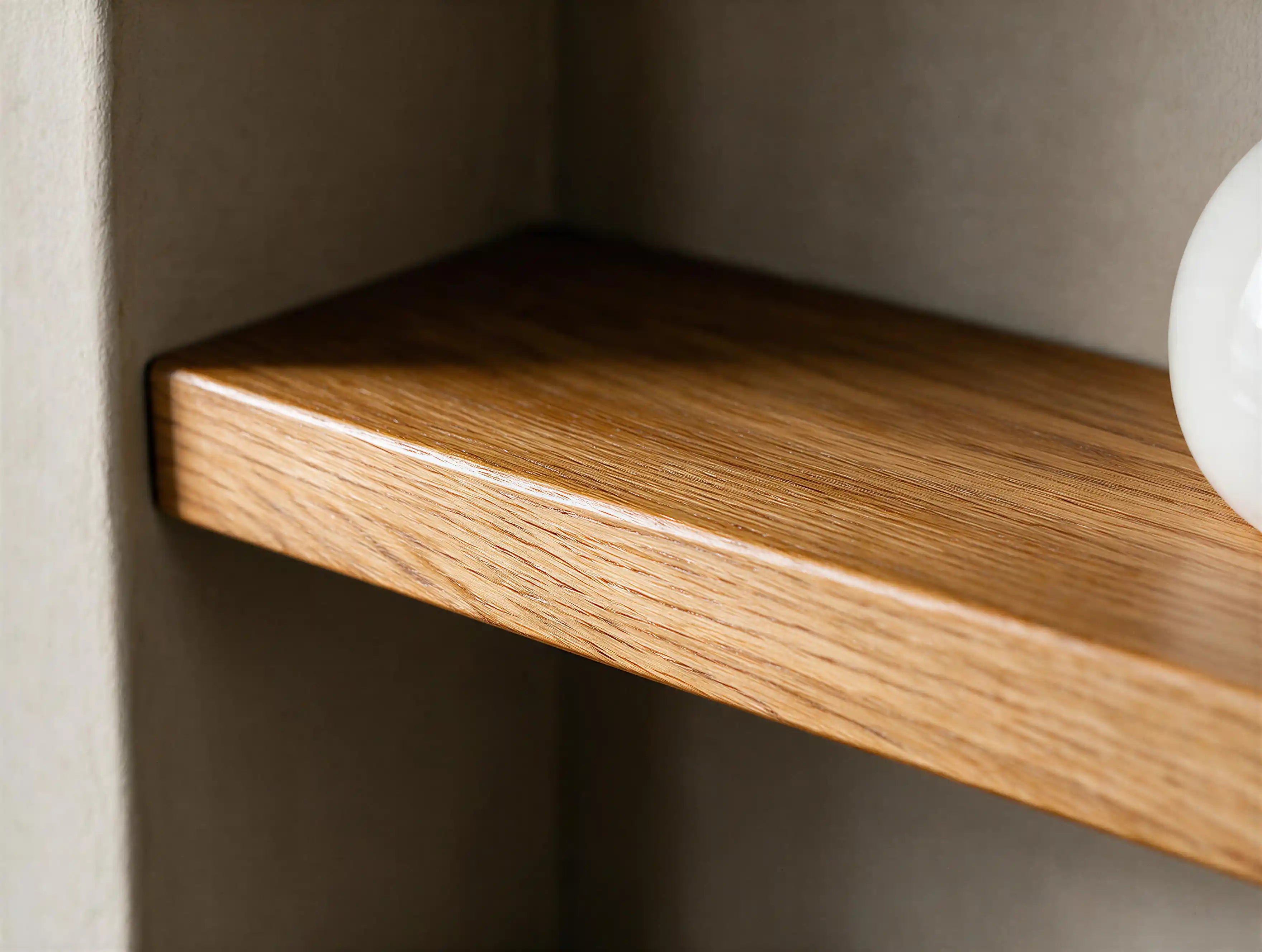Contemporary Style Warm Oak Alcove Shelves