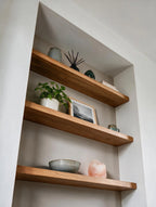 Contemporary Style Warm Oak Alcove Shelves