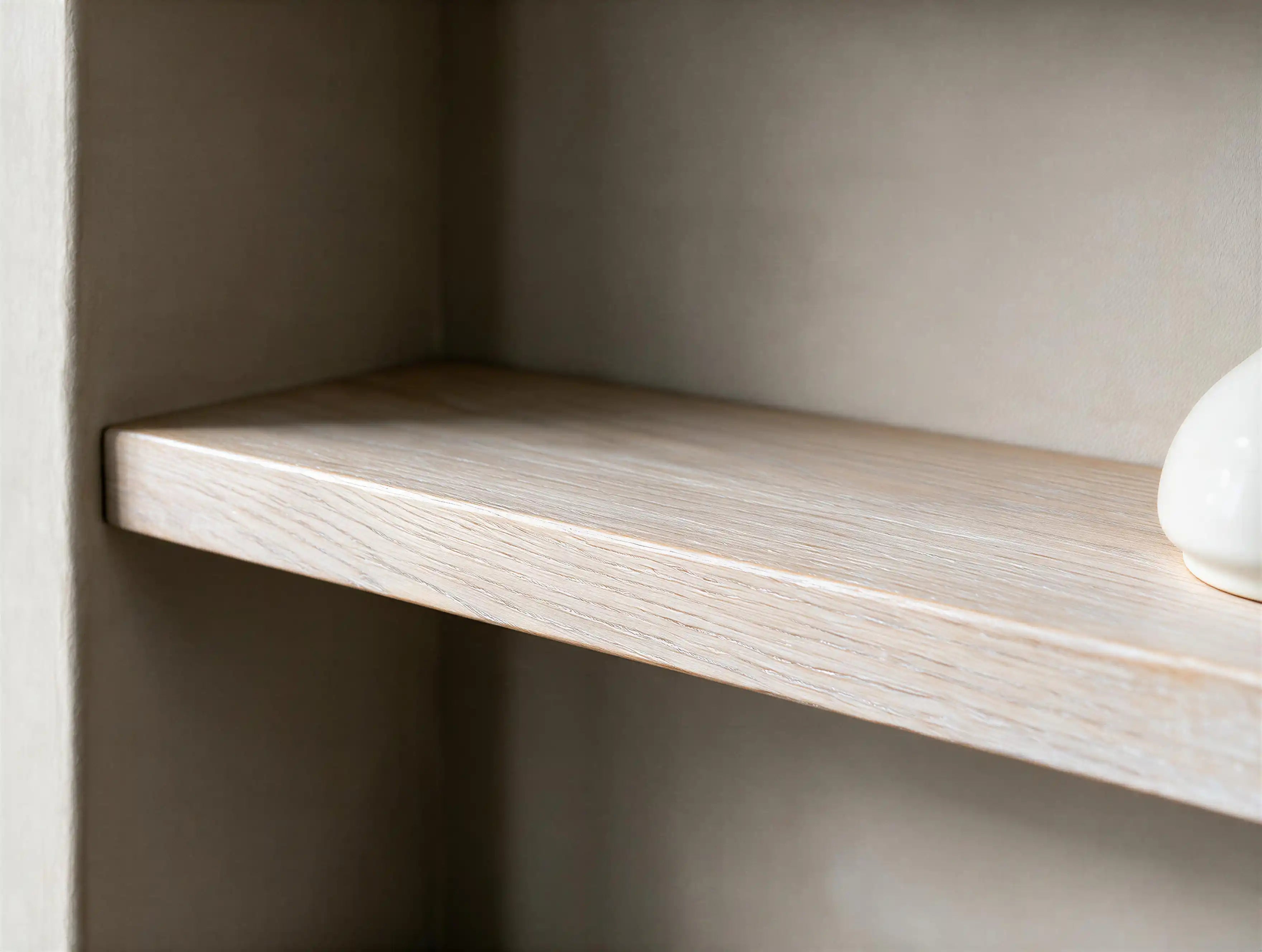 Contempoary Style White Oak Alcove Shelves
