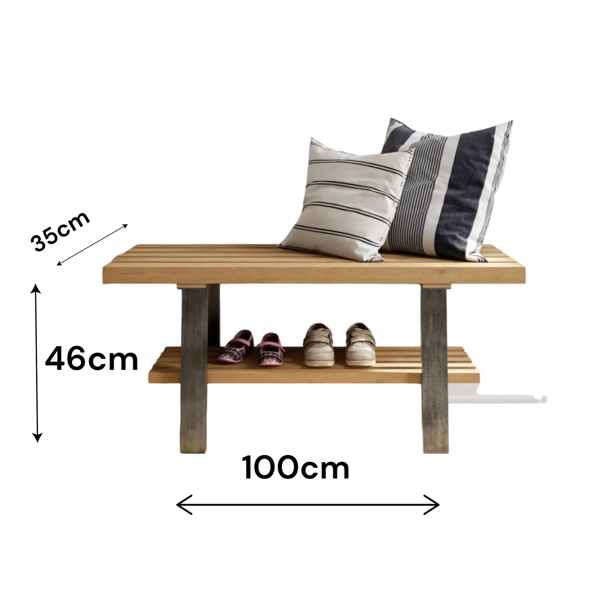 Contemporary Oak Bench With Industrial Legs