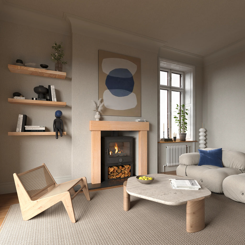Contemporary Style White Oak Fireplace Surround