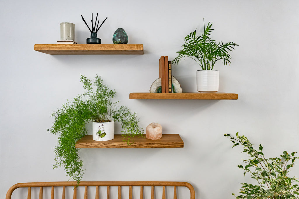 Contemporary Style Dark Oak Floating Shelves