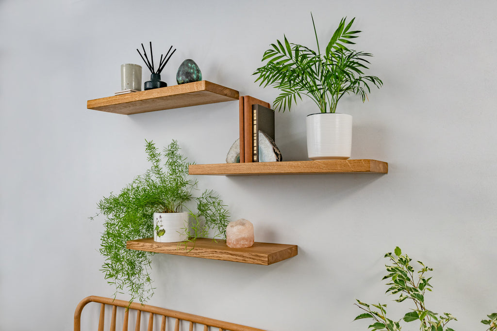 Contemporary Style Dark Oak Floating Shelves