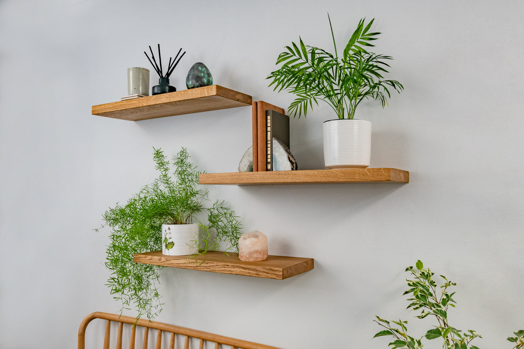 Contemporary Style Dark Oak Floating Shelves