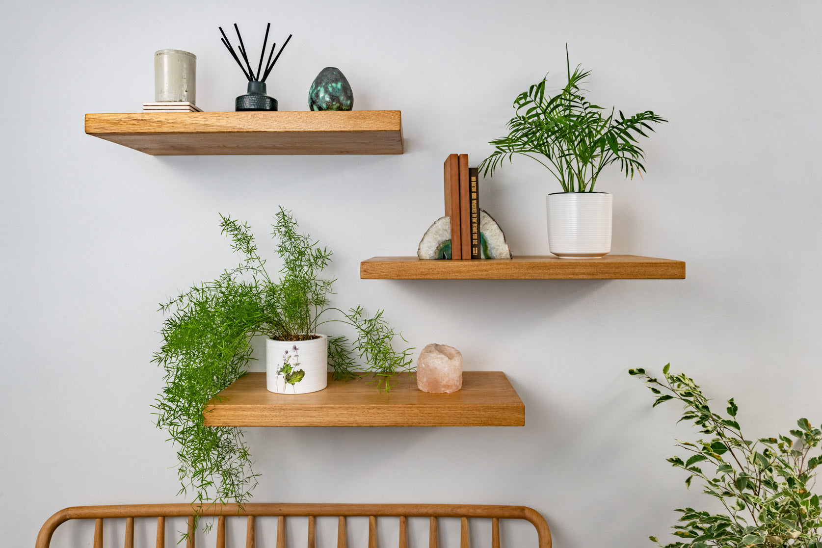 Contemporary Style Warm Oak Floating Shelves