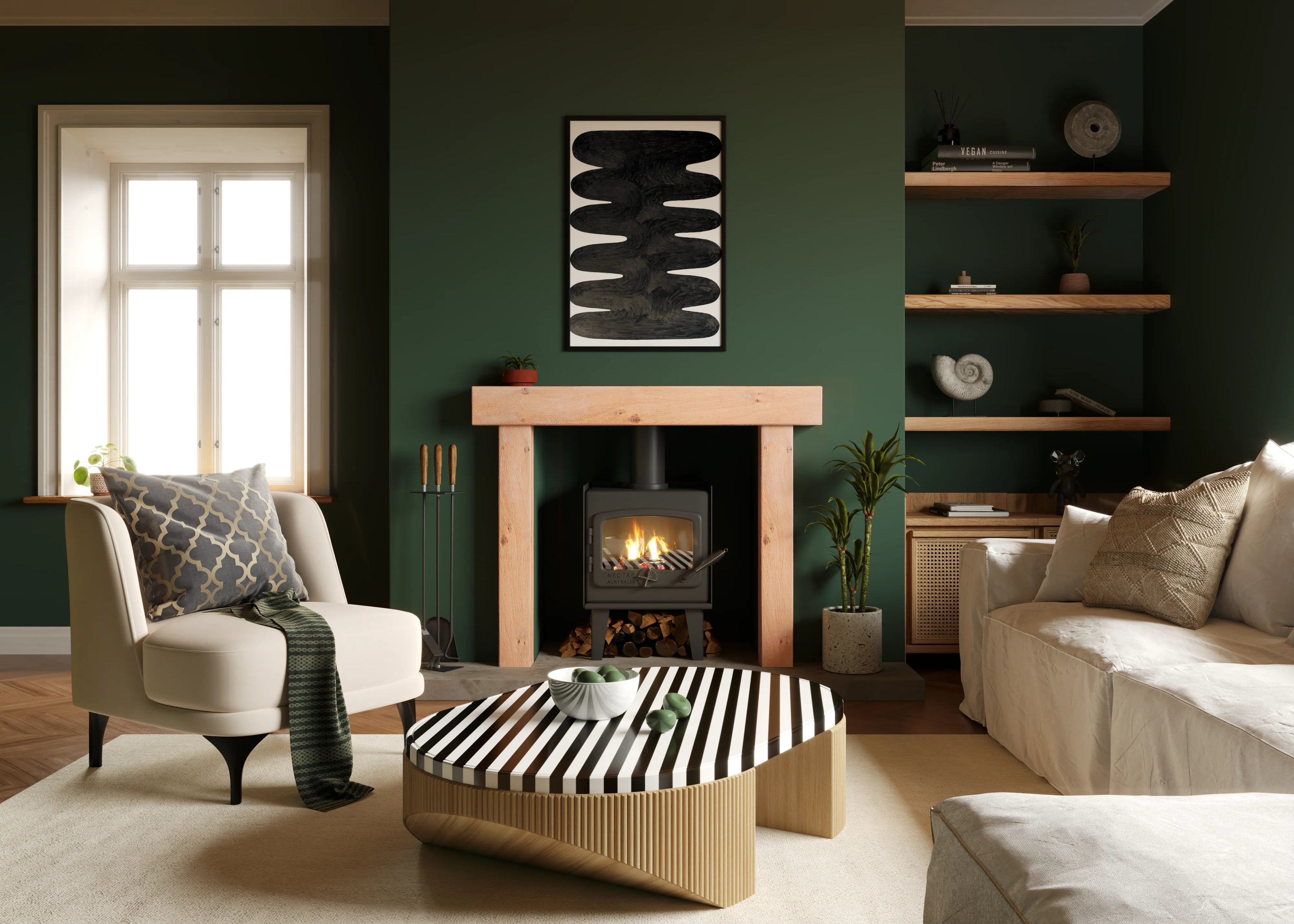 Country Cottage Style White Oak Fireplace Surround