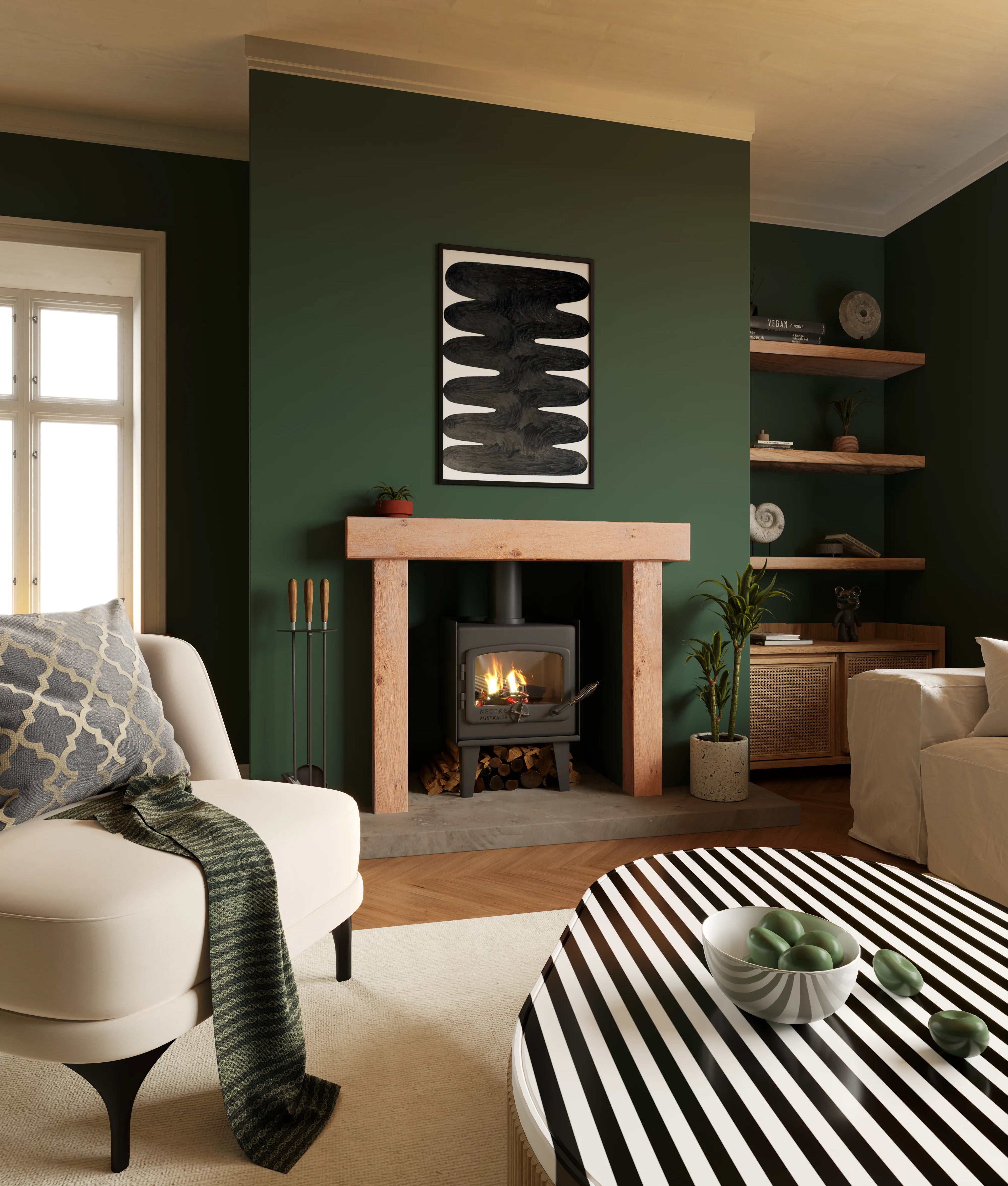 Country Cottage Style White Oak Fireplace Surround