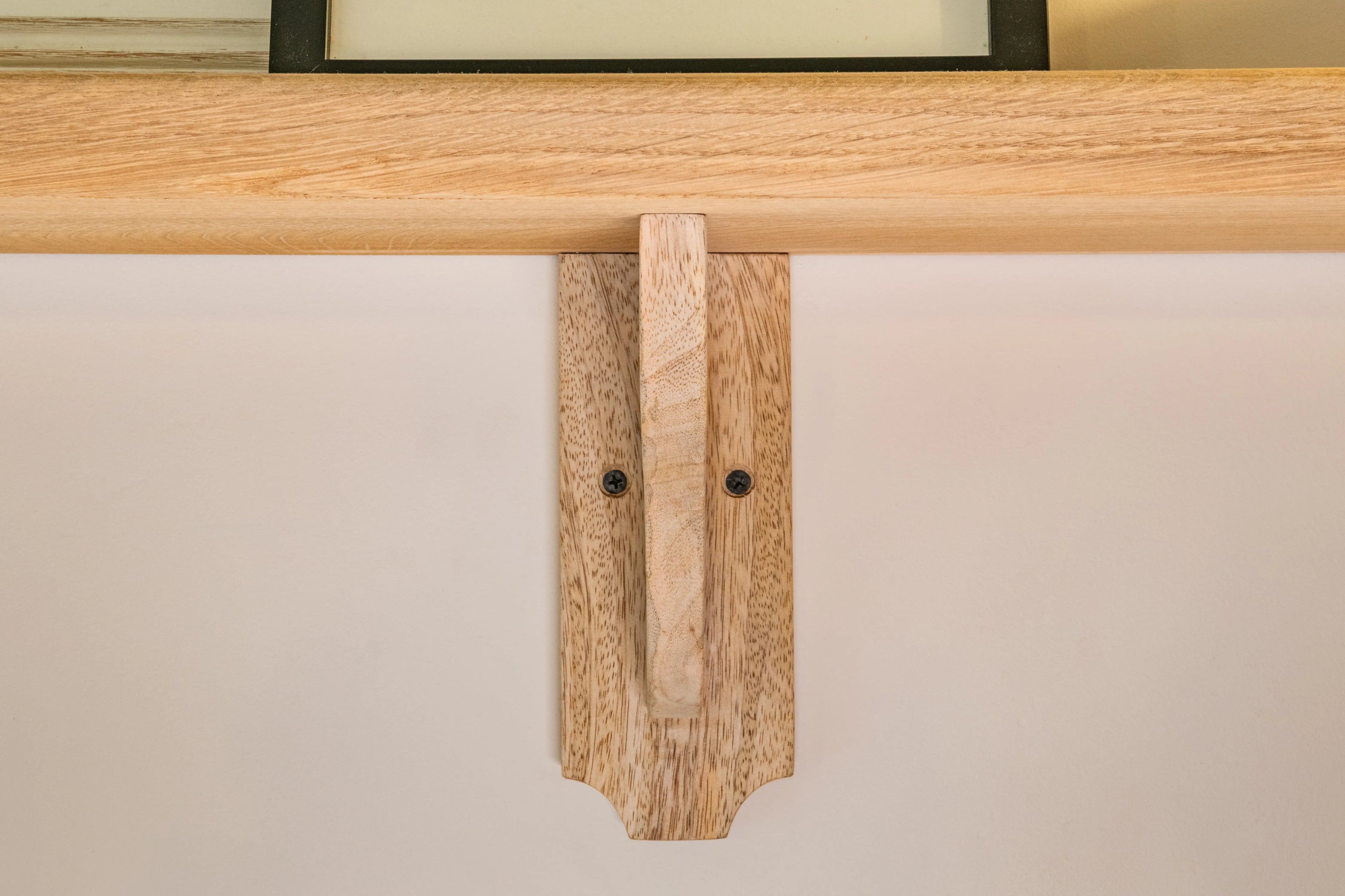 Solid Oak Shelf With Wood Brackets