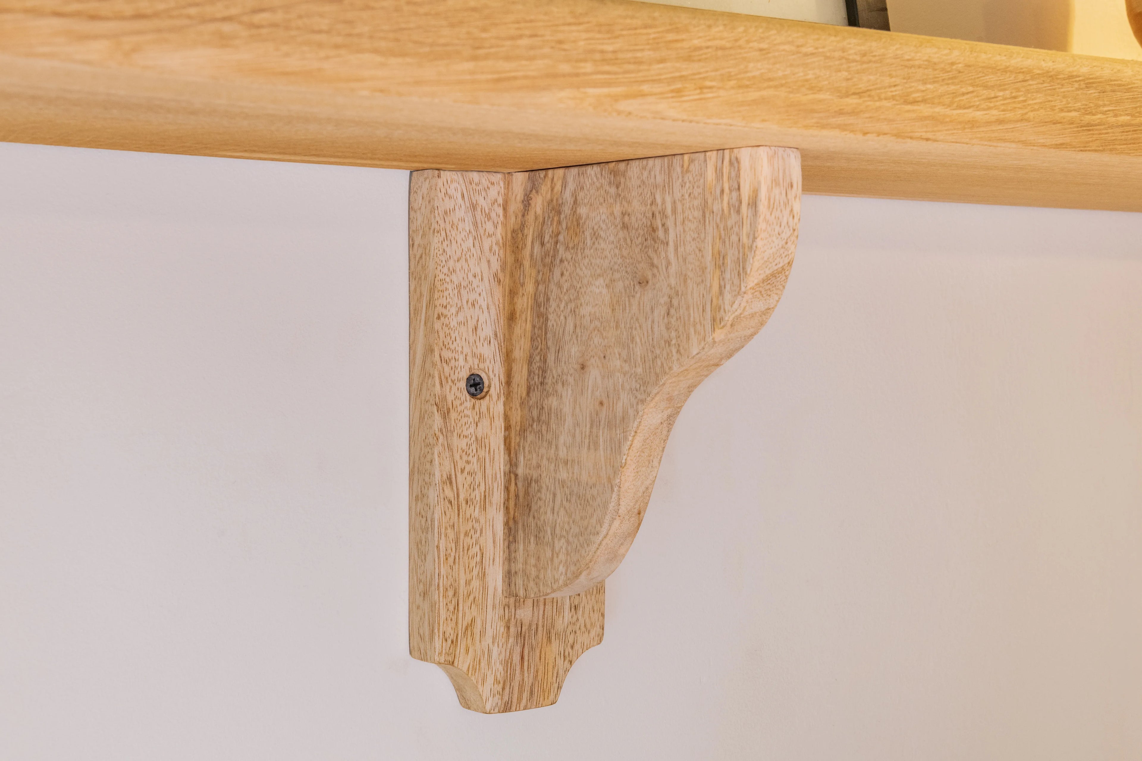 Solid Oak Shelf With Wood Brackets