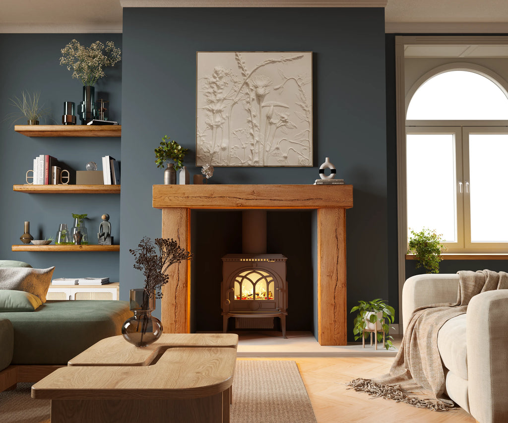 Farmhouse Style Dark Oak Fireplace Surround
