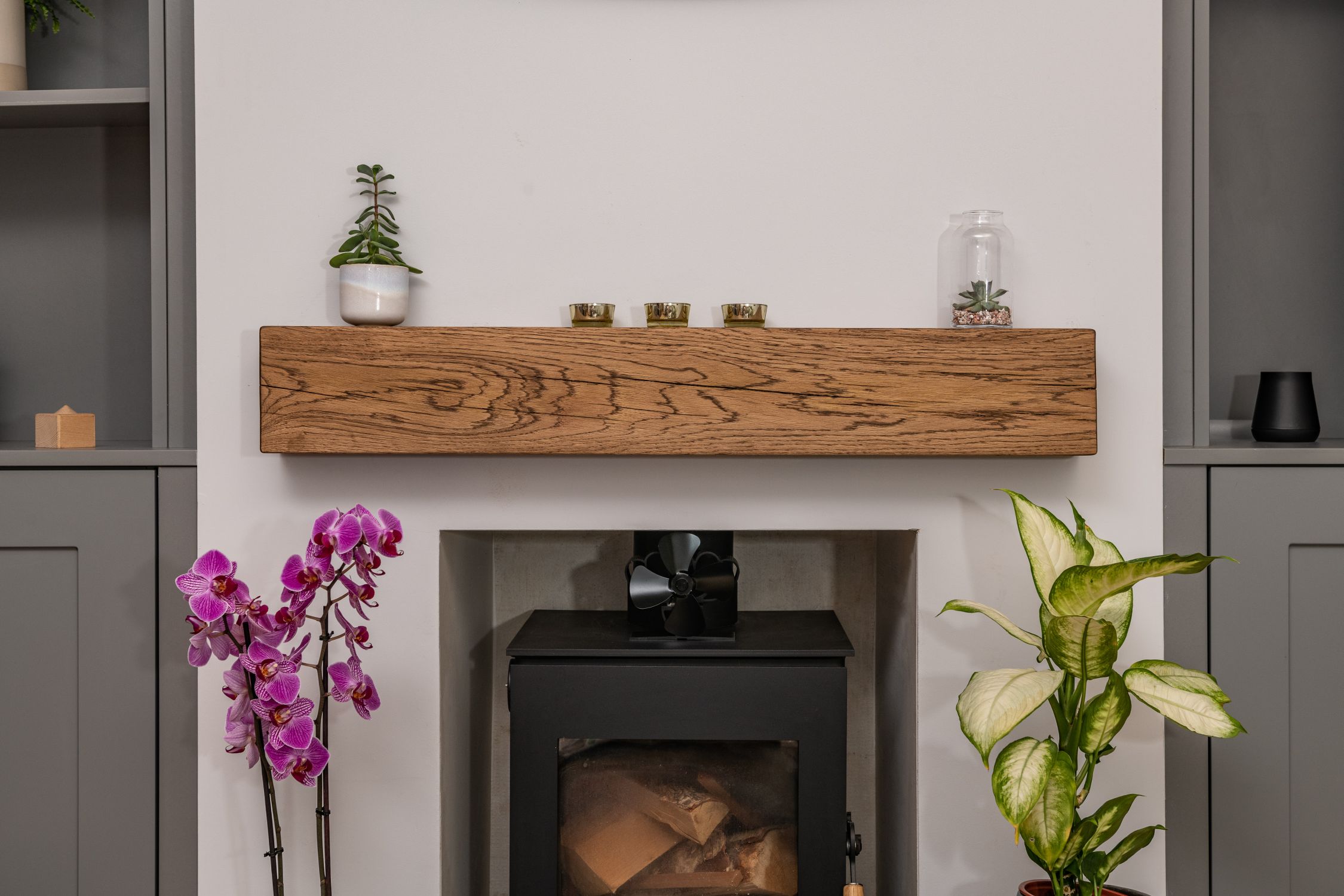 Modern Oak Fireplace Mantel