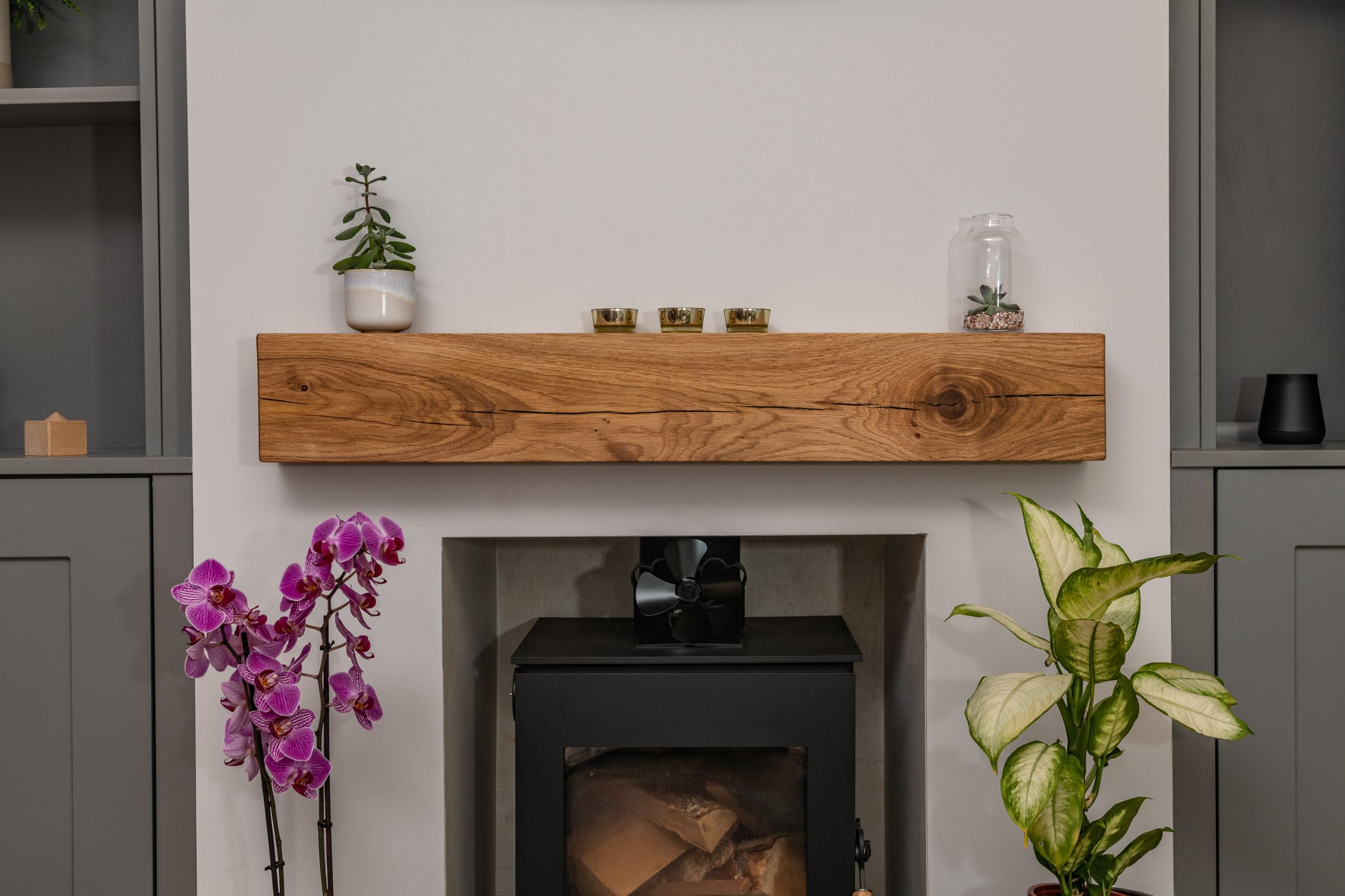 Modern Oak Fireplace Mantel