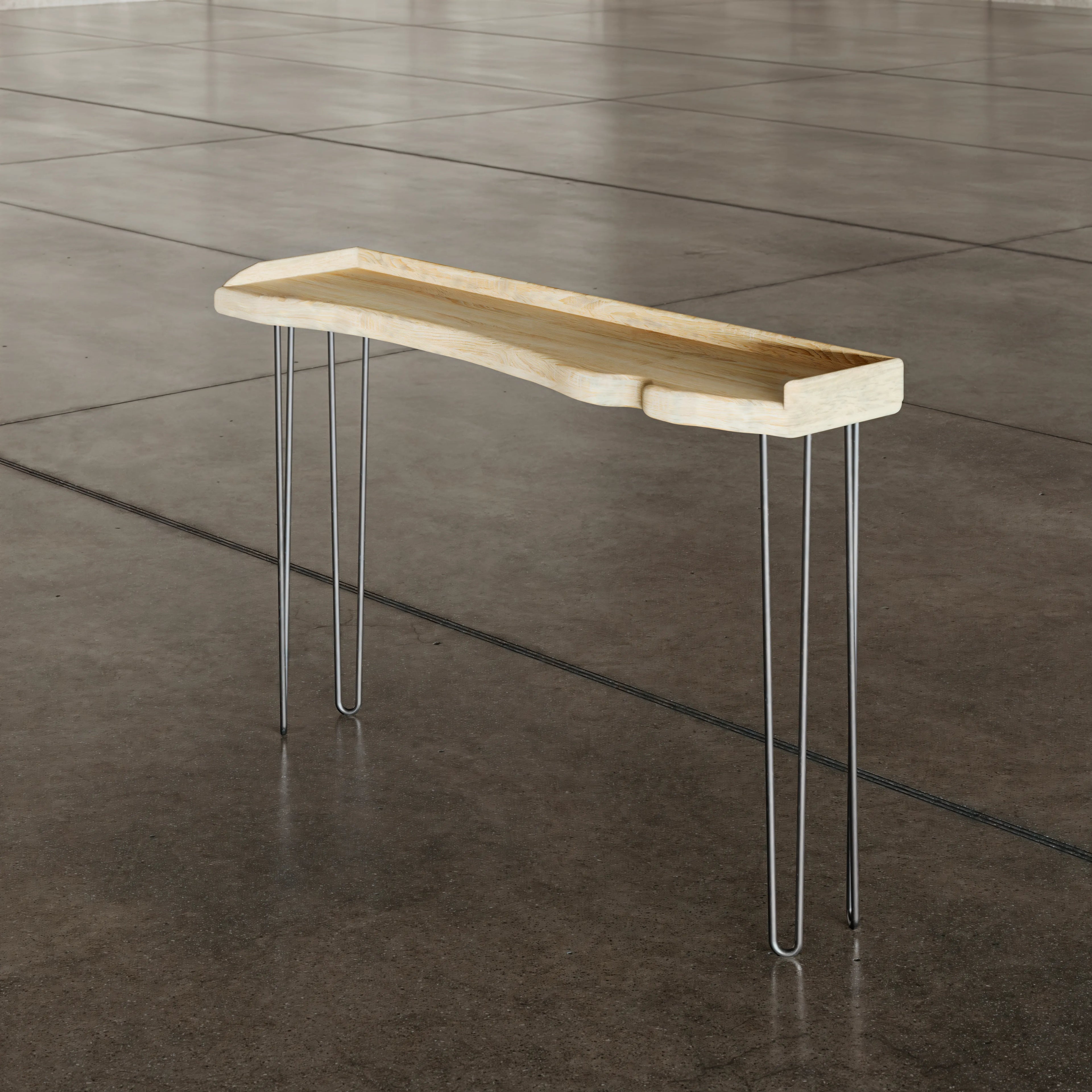 Oak Console Table With Hairpin Legs