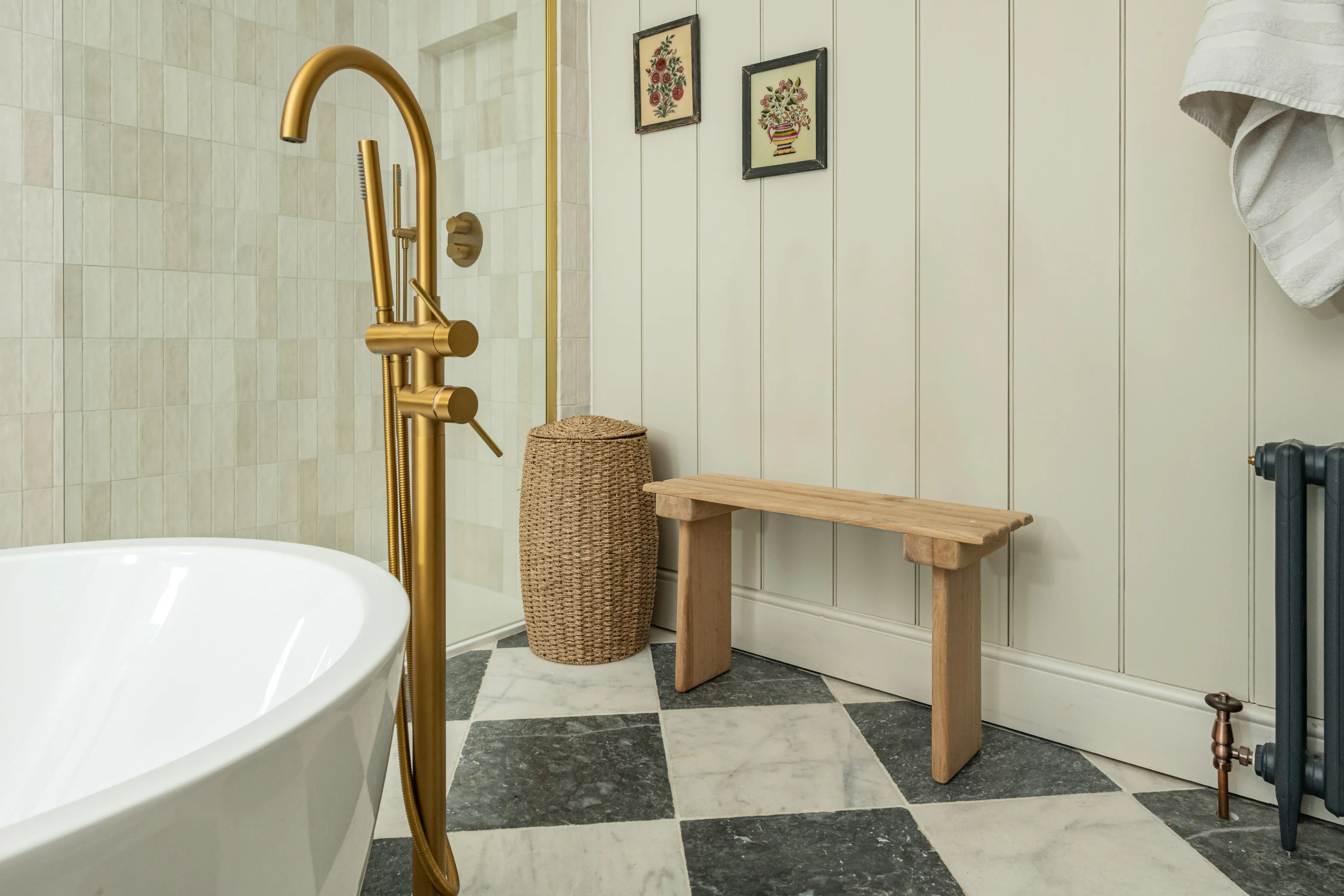 Oak Contemporary Slatted Bench
