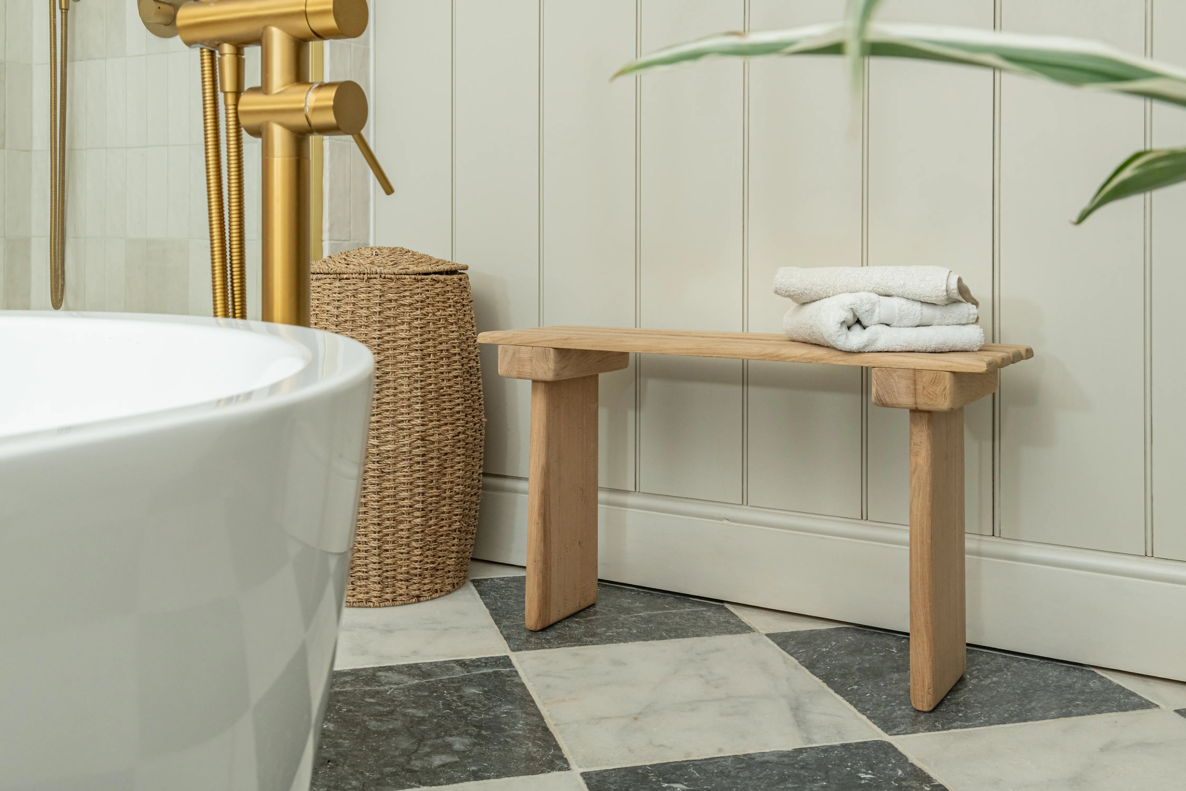 Oak Contemporary Slatted Bench