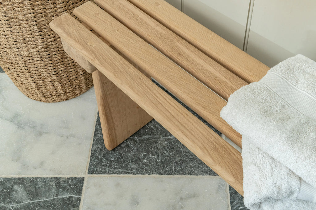 Oak Contemporary Slatted Bench