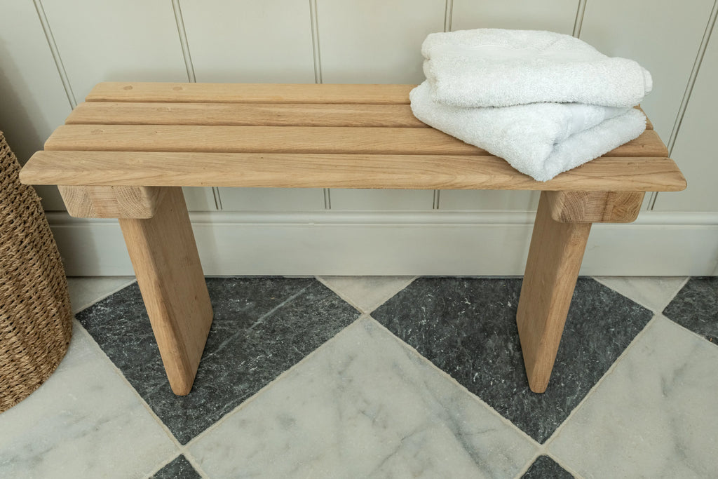 Oak Contemporary Slatted Bench