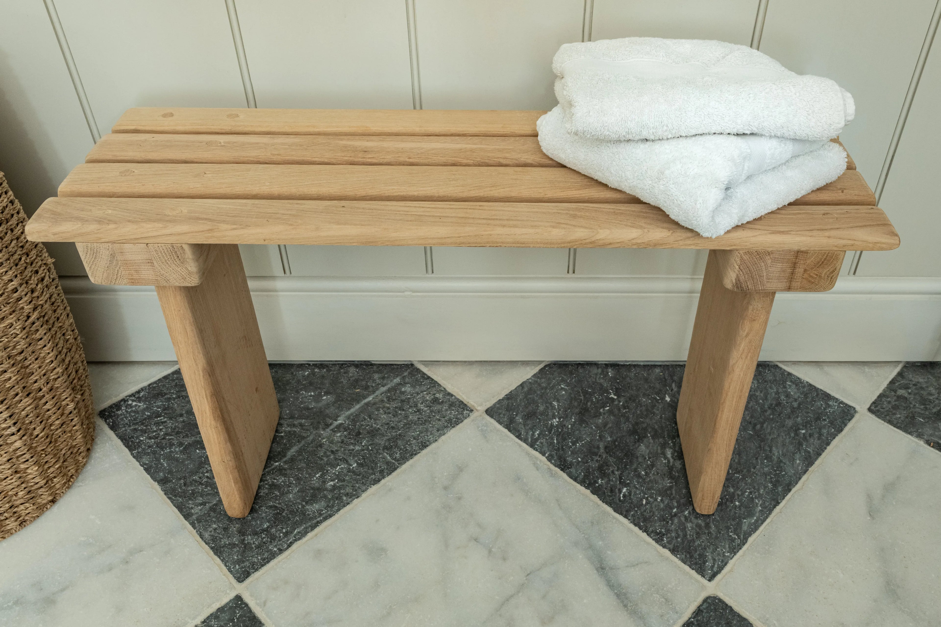 Oak Contemporary Slatted Bench