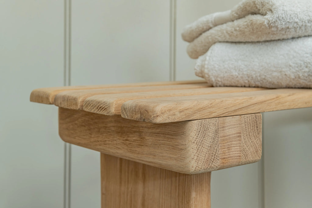 Oak Contemporary Slatted Bench