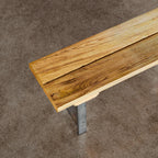 Oak Plank Bench With Antique Iron Legs