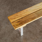 Oak Plank Bench With Antique Iron Legs