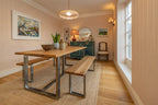 Oak Plank Table With Antique Iron Square Legs