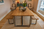 Oak Plank Table With Antique Iron Square Legs