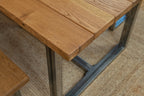 Oak Plank Table With Antique Iron Square Legs