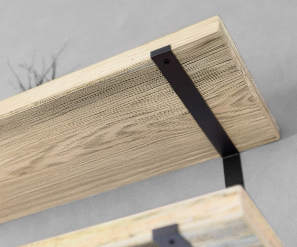 Rustic Style Natural Shelf with Industrial Lipped Brackets