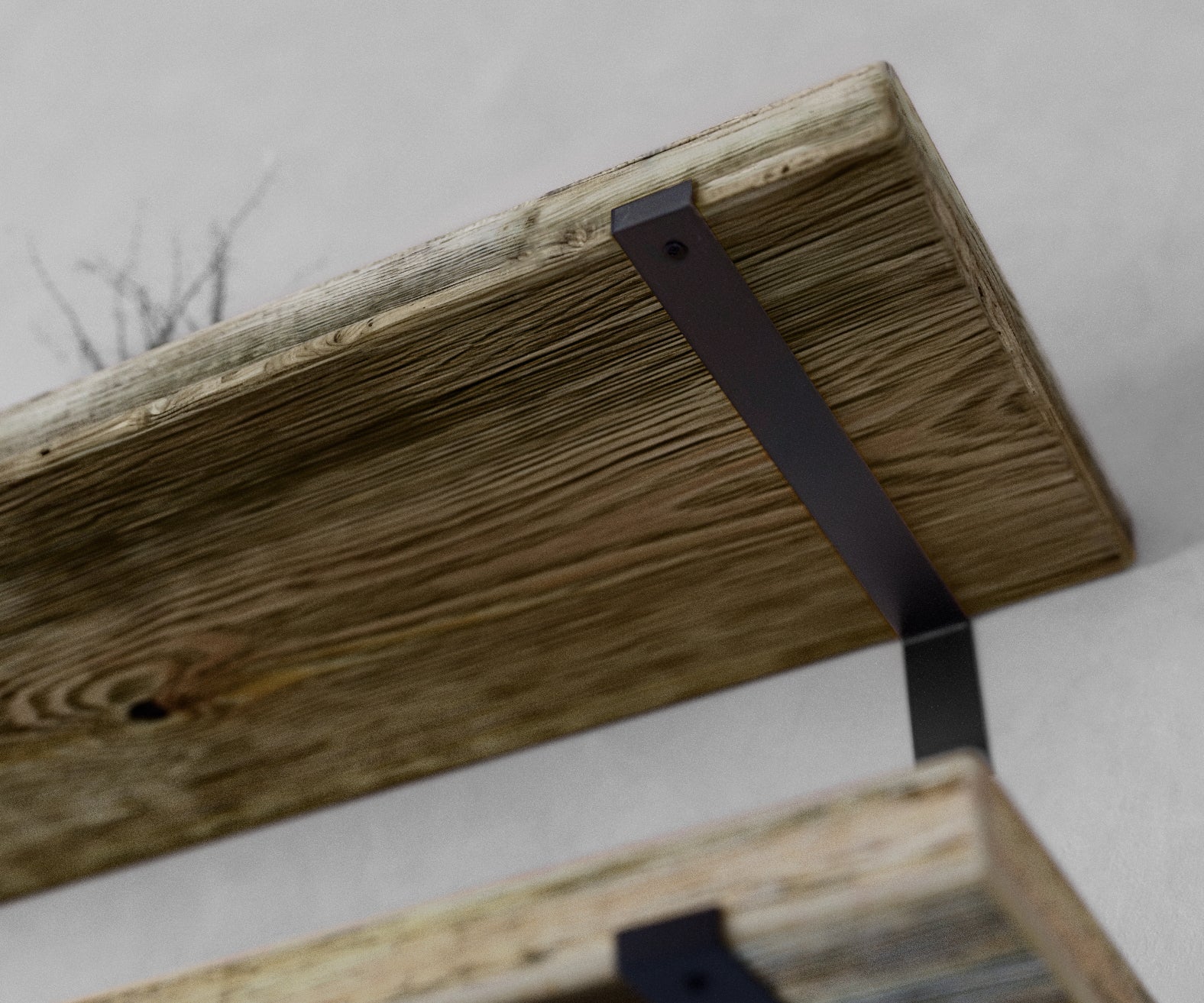 Rustic Style Natural Shelf with Industrial Lipped Brackets