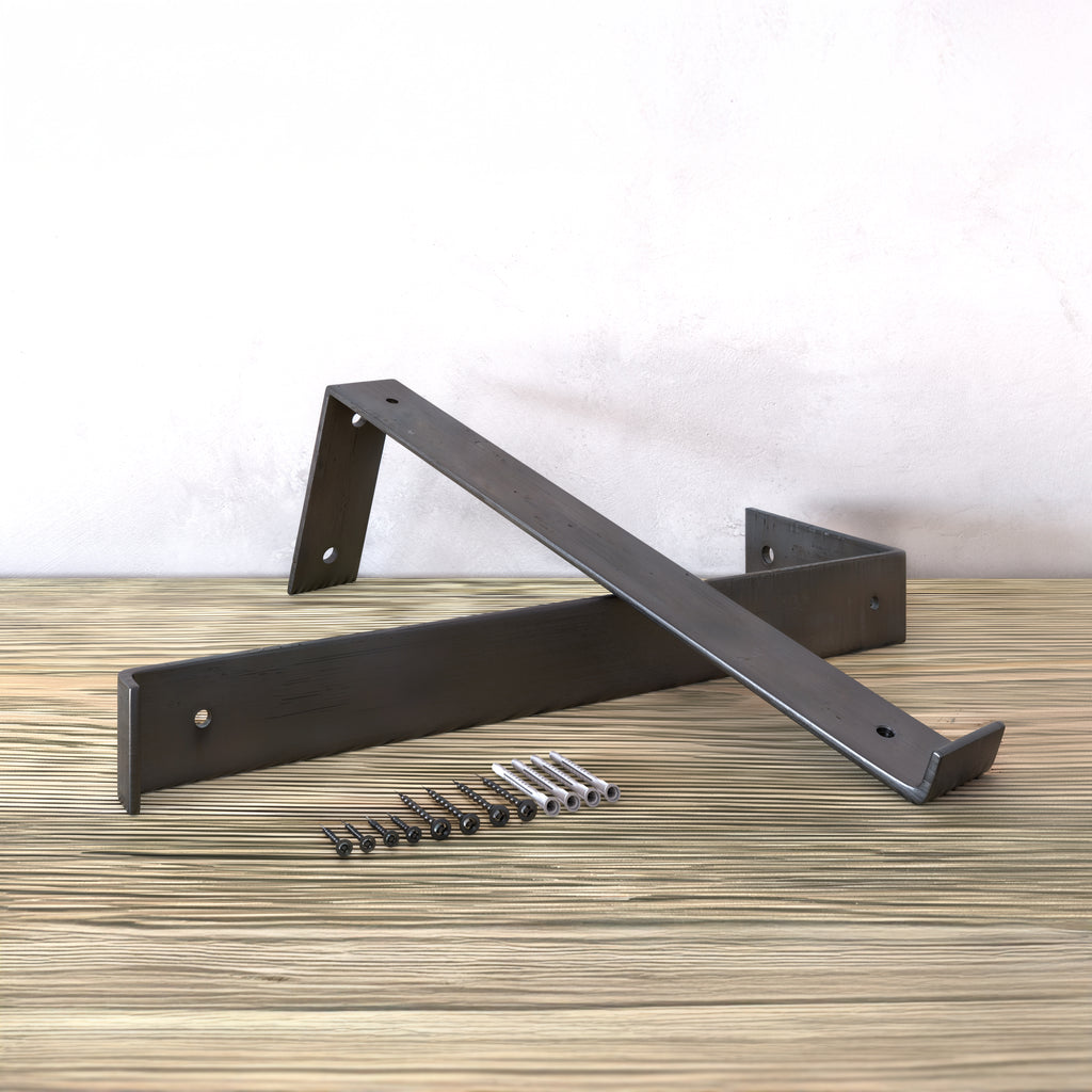 Rustic Style Natural Shelf with Industrial Lipped Brackets