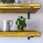 Rustic Style Natural Shelf with Industrial Lipped Brackets