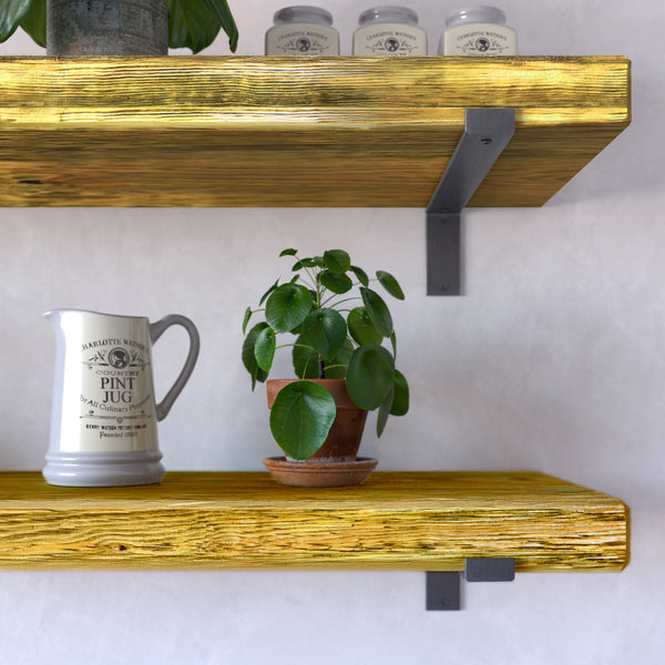 Rustic Style Dark Shelf with Industrial Lipped Brackets