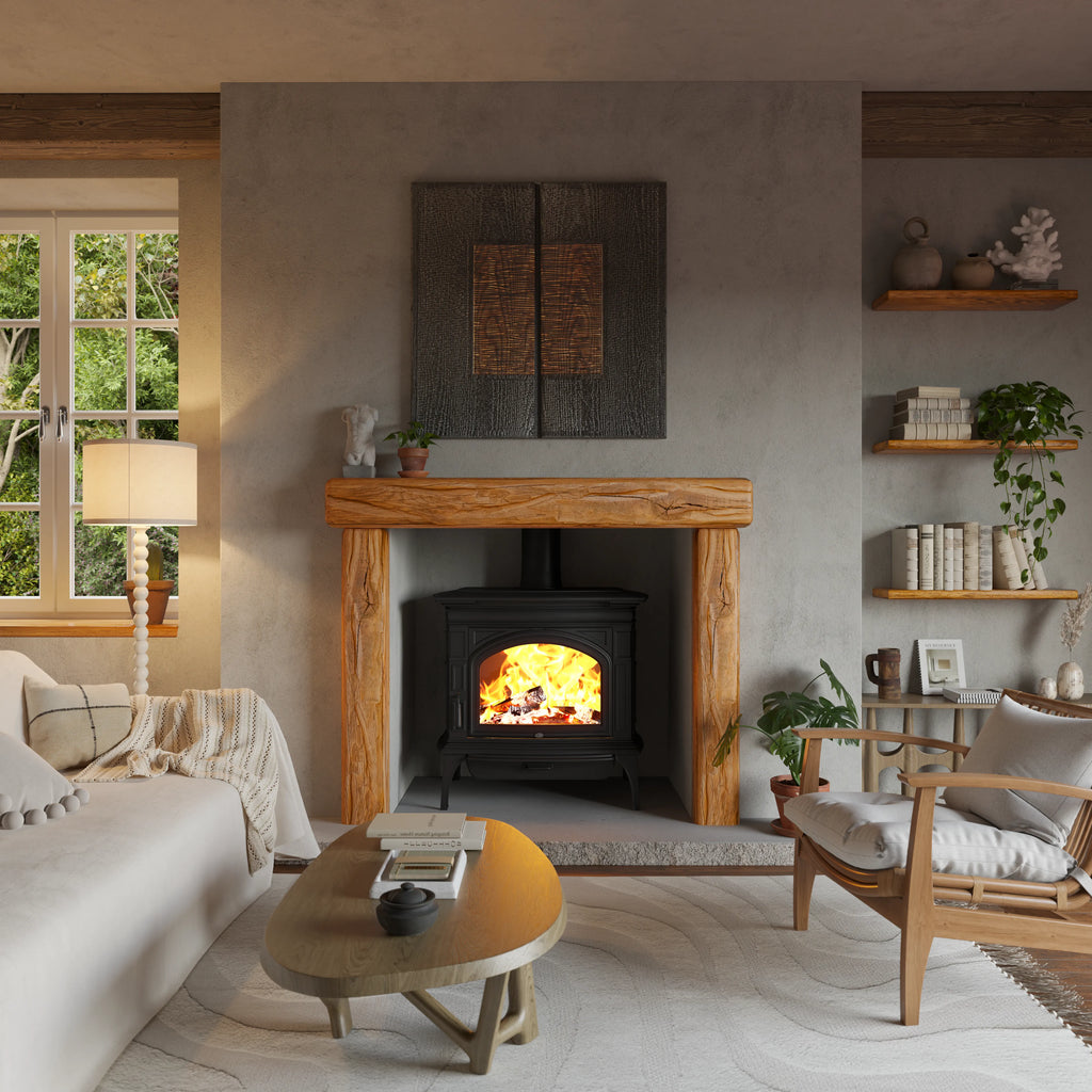 Rustic Style Warm Oak Fireplace Surround