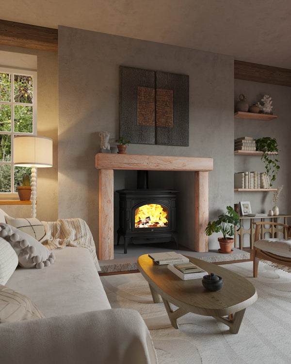 Rustic Style White Oak Fireplace Surround