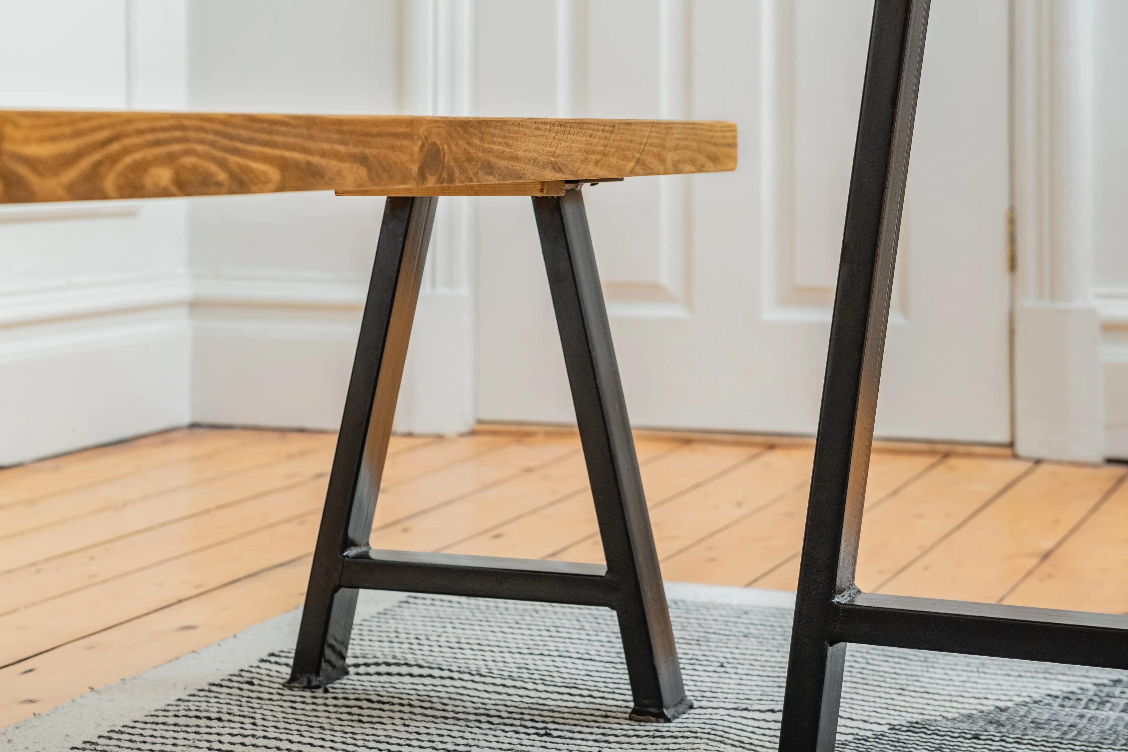 Rustic Wood Dining Table - Industrial A-Frame Legs