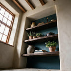 Rustic  Style Dark Oak Alcove Shelves