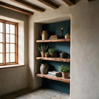 Rustic  Style Dark Oak Alcove Shelves