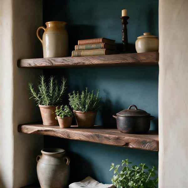 Rustic  Style Dark Oak Alcove Shelves