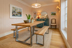 Solid Oak Dining Table With Antique Iron Square Legs