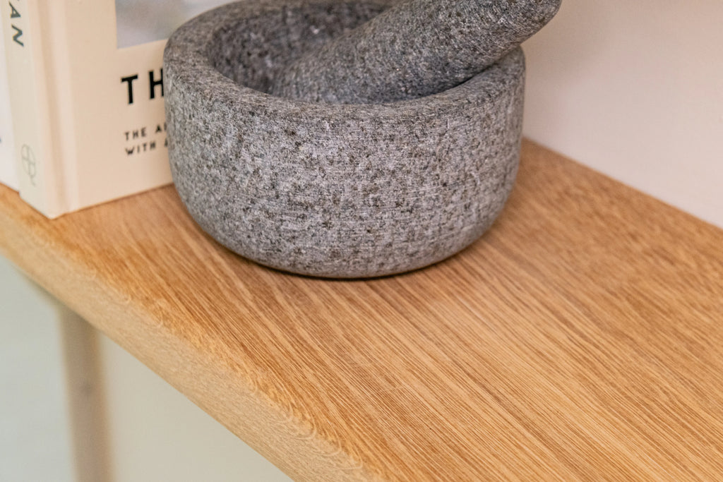 White Solid Oak Shelf With Wood Brackets